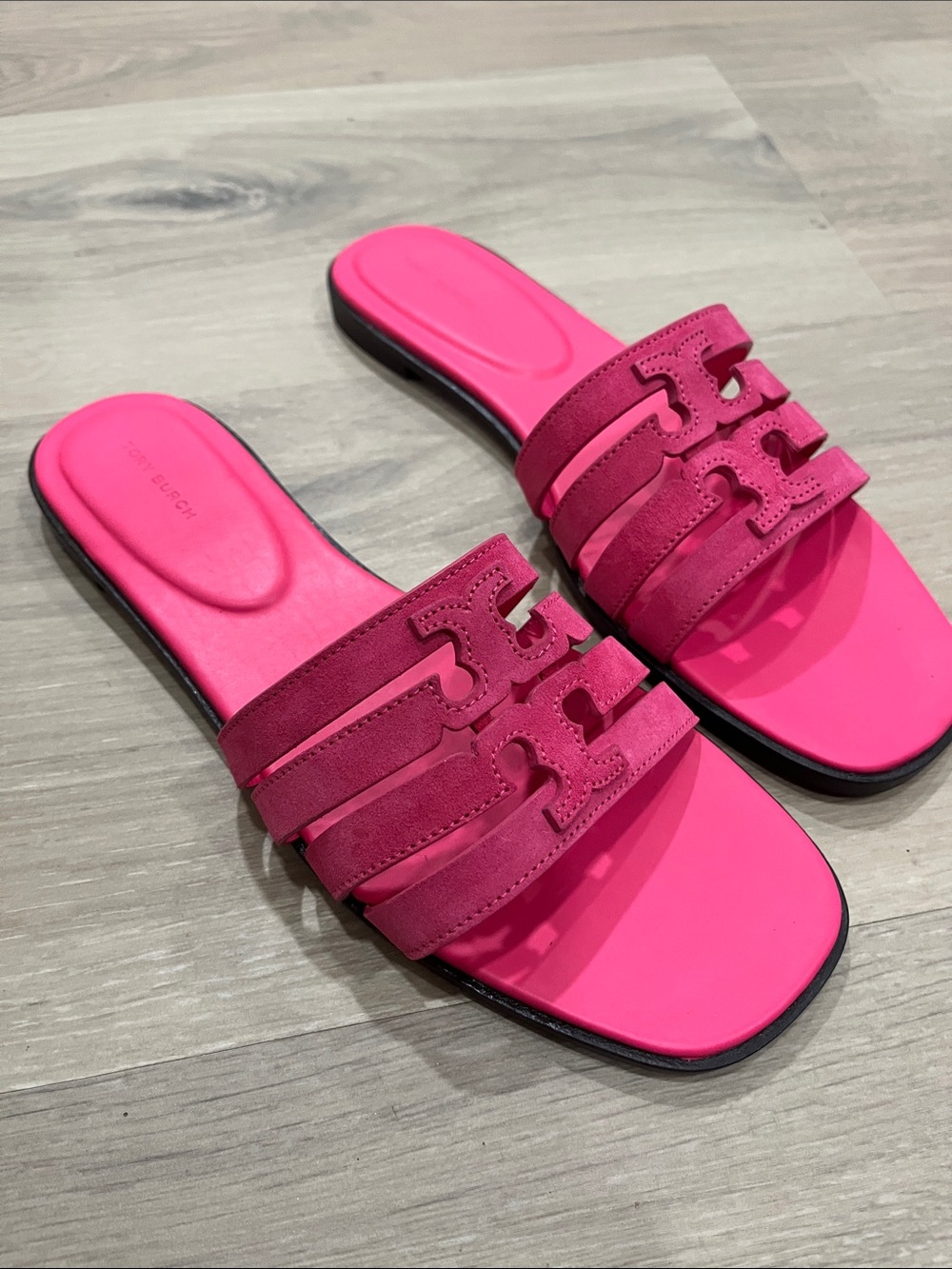 Tory Burch Hot Pink Suede Multi-Strap Sandals